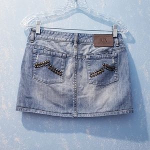 Armani Exchange Blue Denim Studded Mini Skirt 4